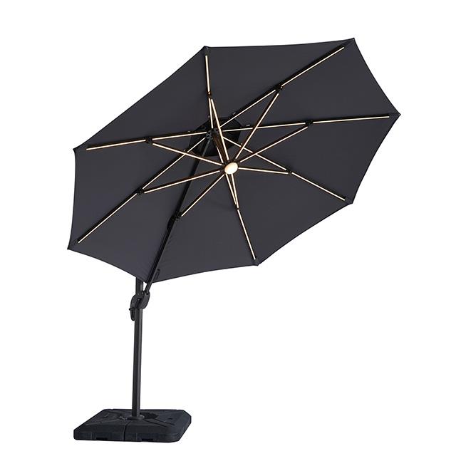 Furniture of America Nuti LA-A031GY+BASE 10 Ft Round Umbrella w/ LED Light + 37" Large Base IMAGE 2