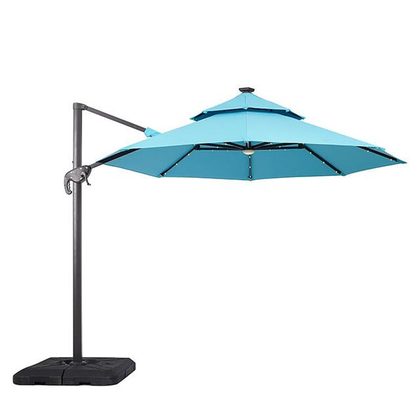 Furniture of America Nuti LA-A031TL+BASE 10 Ft Round Umbrella w/ LED Light + 37" Large Base IMAGE 1