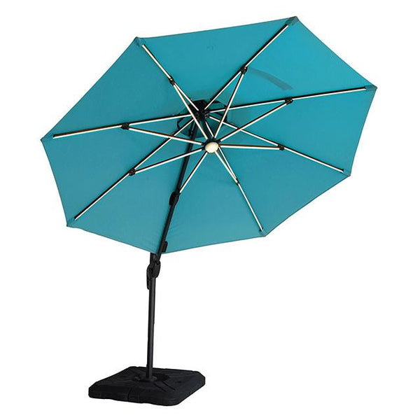 Furniture of America Fera LA-A032TL+BASE 10 Ft Round Umbrella w/ LED Bulb + 37" Large Base IMAGE 1