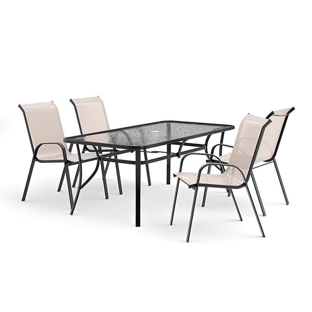 Furniture of America Pierro LA-D012BK-5PC-SV 5 pc Outdoor Dining Set IMAGE 1