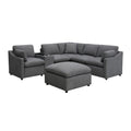  Mazin Furniture Pippa 99076GYSS7 7 pc Sectional with 3 Pillows, Console with Wireless Charger & Ottoman Chaise IMAGE 1
