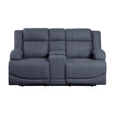  Mazin Furniture Camryn II 99207P-BLU-2C Power Double Reclining Console Loveseat, Blue Polished Microfiber IMAGE 1
