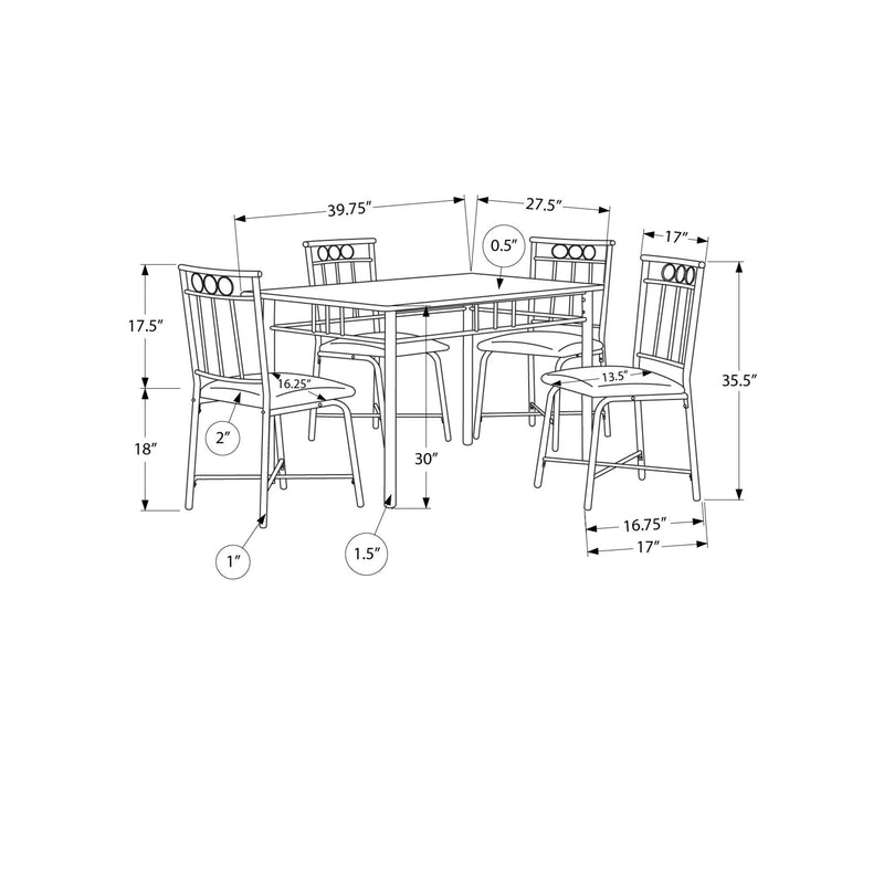  Monarch I 1014 5Pcs Dinette - White Marble Top/Black Metal IMAGE 11