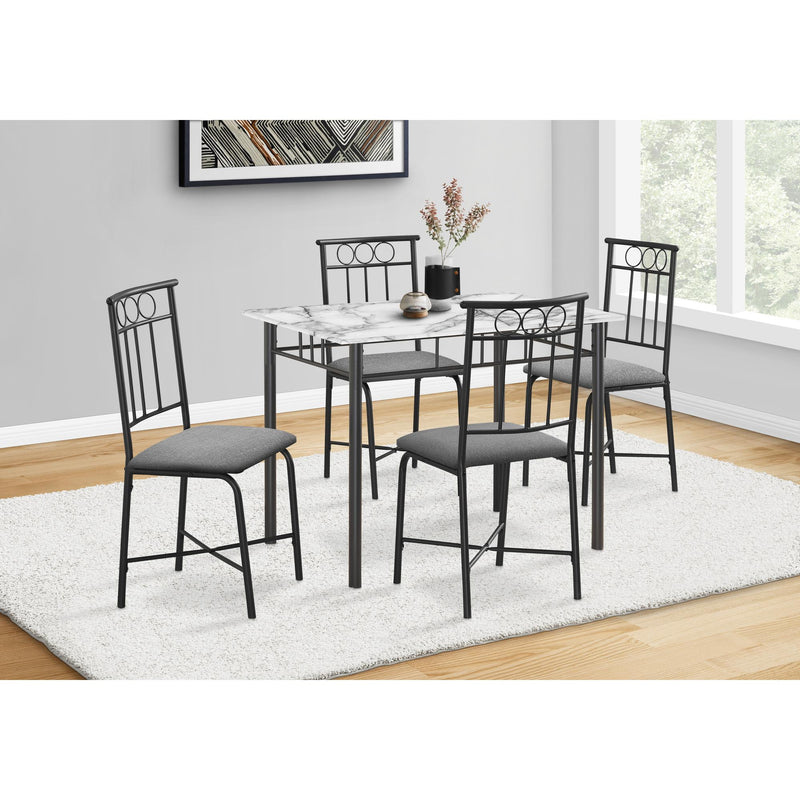  Monarch I 1014 5Pcs Dinette - White Marble Top/Black Metal IMAGE 1