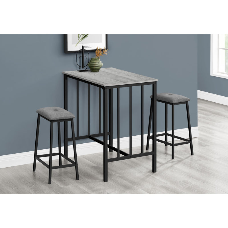  Monarch I 1144 3Pcs Counter Height Dinette - Grey Top/Black Metal IMAGE 1