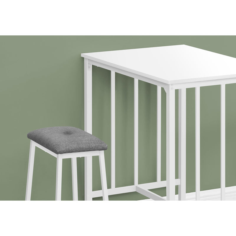  Monarch I 1147 3Pcs Counter Height Dinette - White Top/White Metal IMAGE 2