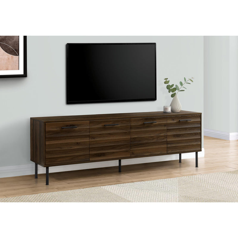  Monarch I 2727 72"L TV Stand - Dark Brown Wood-Look with 4 Doors IMAGE 1