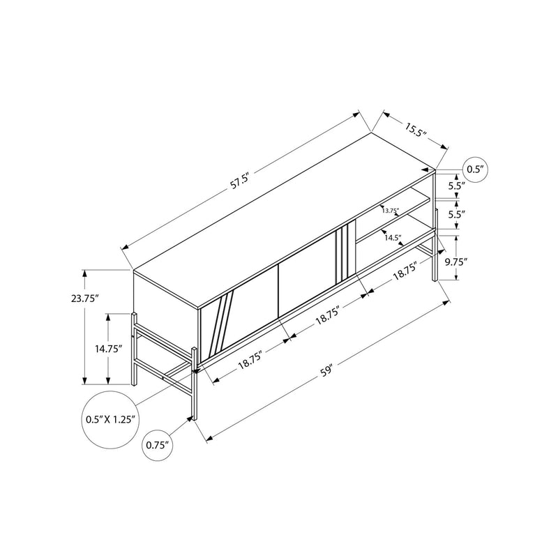  Monarch I 2739 60"L TV Stand - Grey/Black Metal with Storage IMAGE 10