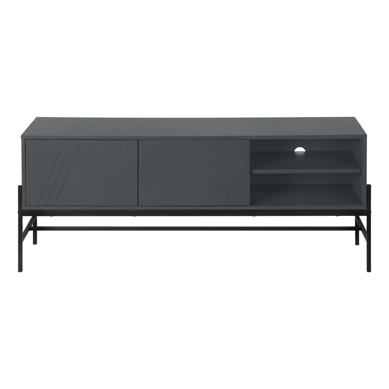  Monarch I 2739 60"L TV Stand - Grey/Black Metal with Storage IMAGE 3