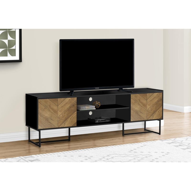  Monarch I 2752 72"L TV Stand - Black /Metal with 2 Wood-Look Doors IMAGE 1