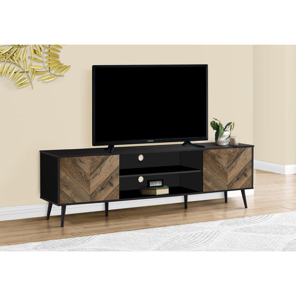  Monarch I 2781 72"L TV Stand - Black with 2 Wood-Look Doors IMAGE 1