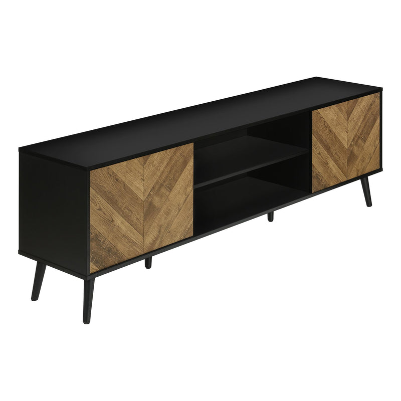  Monarch I 2781 72"L TV Stand - Black with 2 Wood-Look Doors IMAGE 2