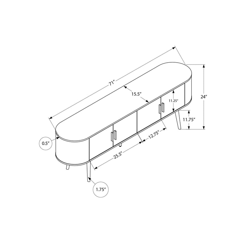  Monarch I 2798 72"L TV Stand - Black with 4 Brown Wood-Look Doors IMAGE 10
