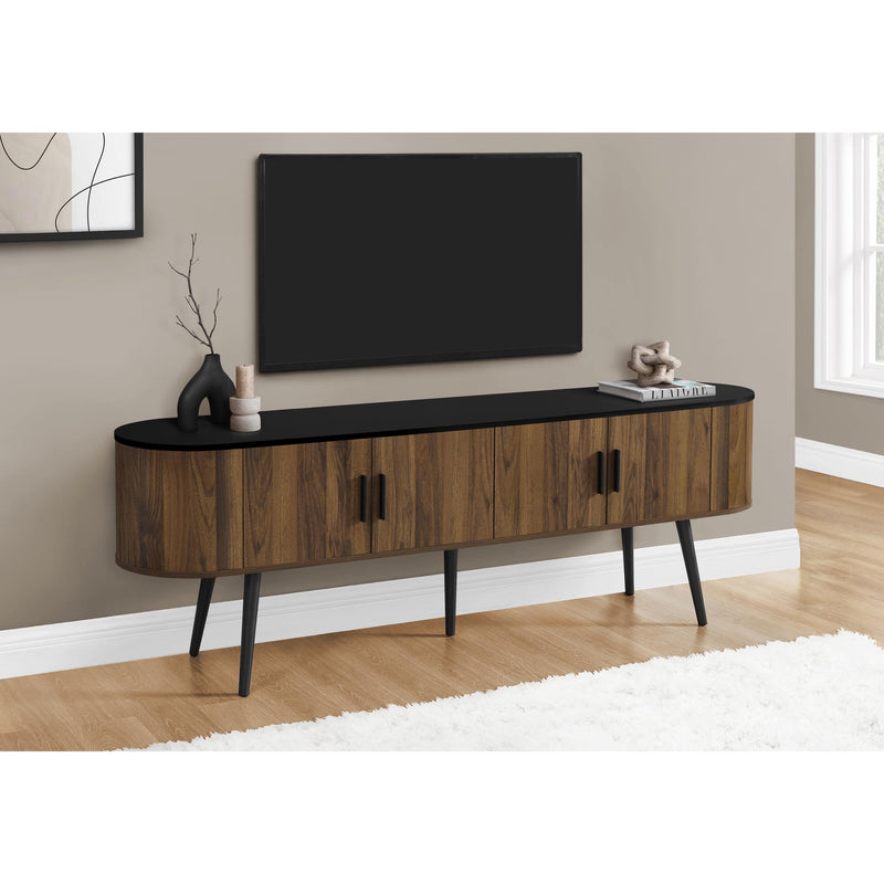  Monarch I 2798 72"L TV Stand - Black with 4 Brown Wood-Look Doors IMAGE 1