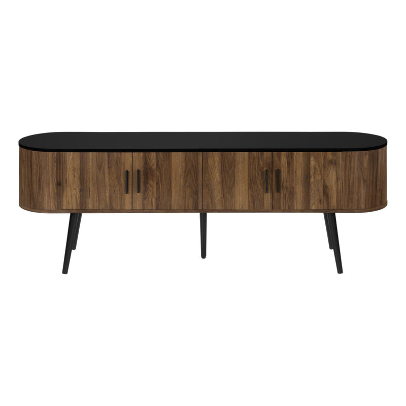  Monarch I 2798 72"L TV Stand - Black with 4 Brown Wood-Look Doors IMAGE 3