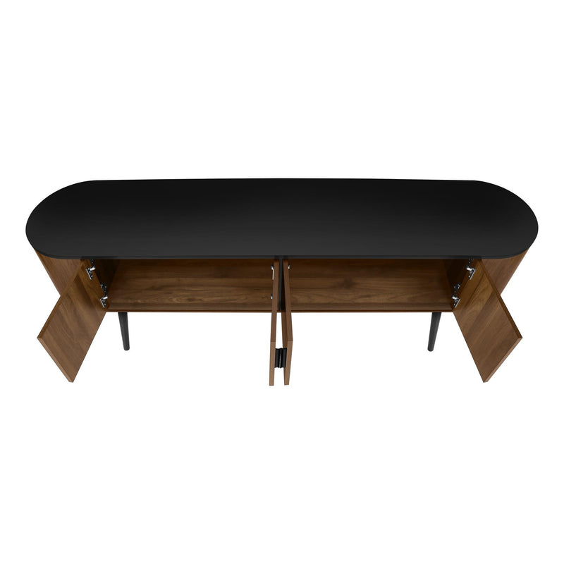  Monarch I 2798 72"L TV Stand - Black with 4 Brown Wood-Look Doors IMAGE 6