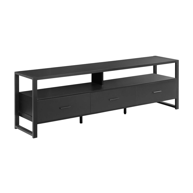  Monarch I 2845 72"L TV Stand - Black/Black Metal IMAGE 2