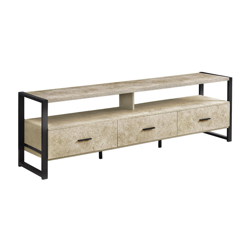  Monarch I 2846 72"L TV Stand - Cream Stone/Black Metal IMAGE 2