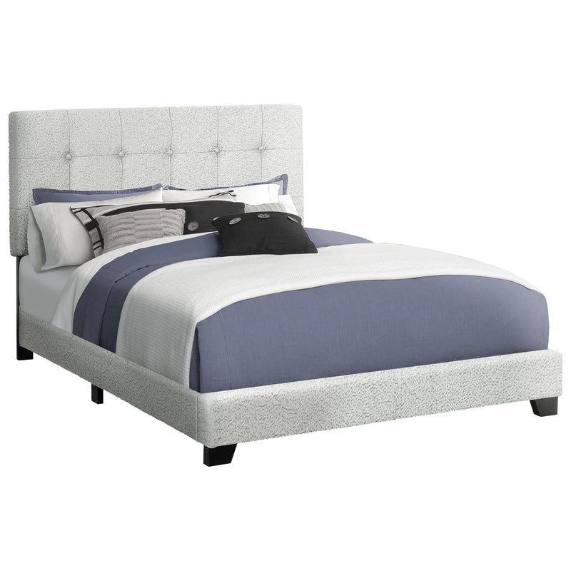  Monarch I 5801Q Queen Bed - Light Grey Boucle Fabric IMAGE 2