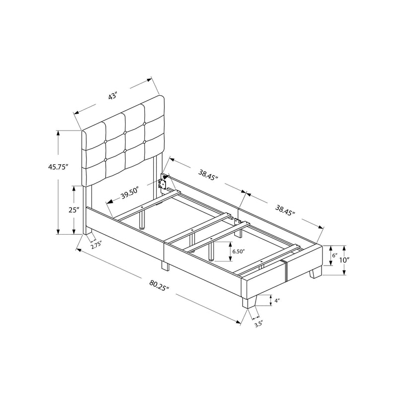  Monarch I 5806T Twin Bed - Light Blue Boucle Fabric IMAGE 3