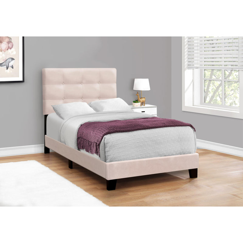  Monarch I 5916T Twin Bed - Pink Velvet IMAGE 1