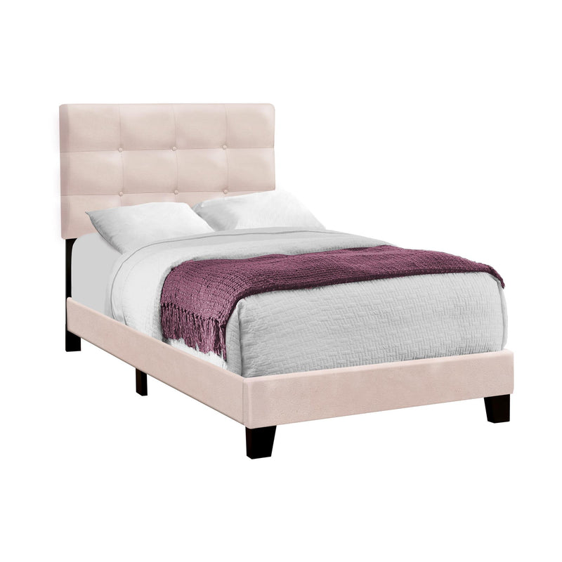 Monarch I 5916T Twin Bed - Pink Velvet IMAGE 3