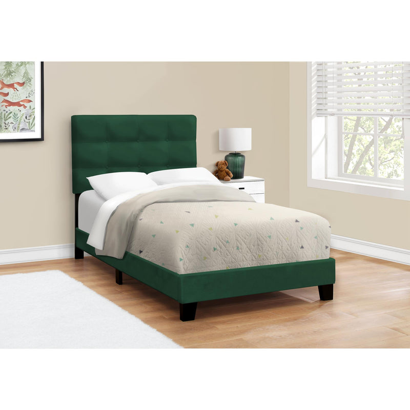  Monarch I 5917T Twin Bed - Green Velvet IMAGE 1