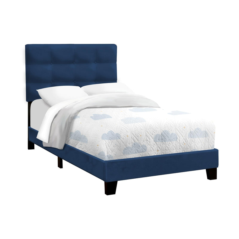  Monarch I 5918T Twin Bed - Navy Blue Velvet IMAGE 3
