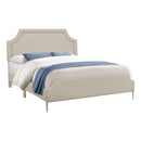  Monarch I 6036Q Queen Bed - Beige Linen with Chrome Metal Legs IMAGE 3