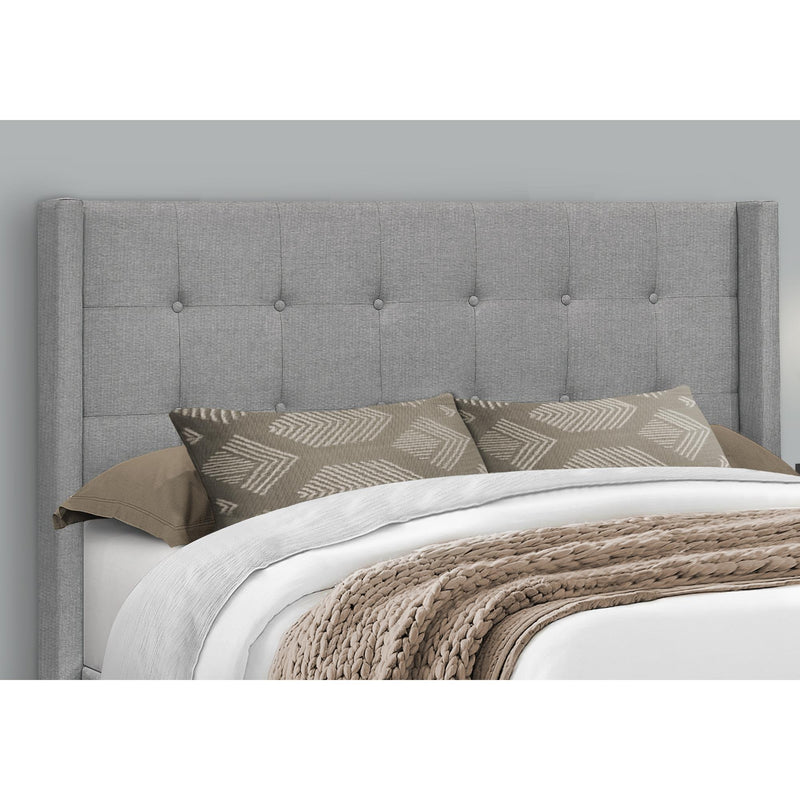  Monarch I 6040Q Queen Bed - Grey Linen with Chrome Metal Legs IMAGE 2