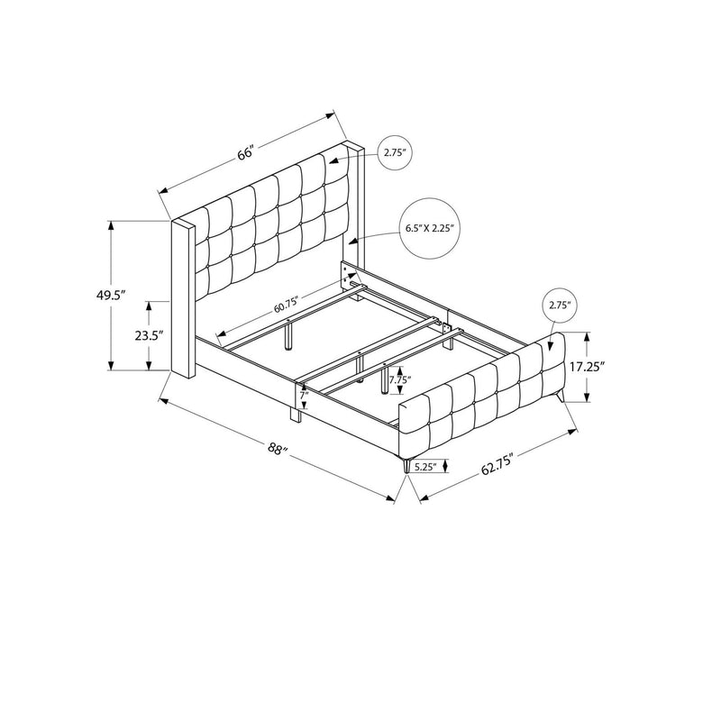 Monarch I 6041Q Queen Bed - Beige Linen with Chrome Metal Legs IMAGE 10