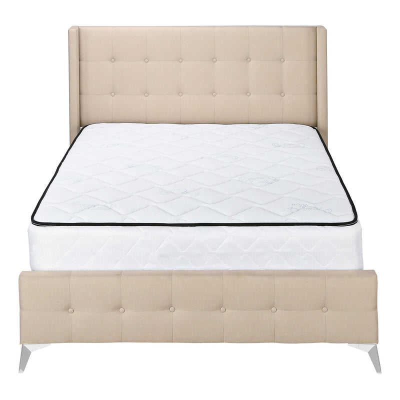  Monarch I 6041Q Queen Bed - Beige Linen with Chrome Metal Legs IMAGE 3