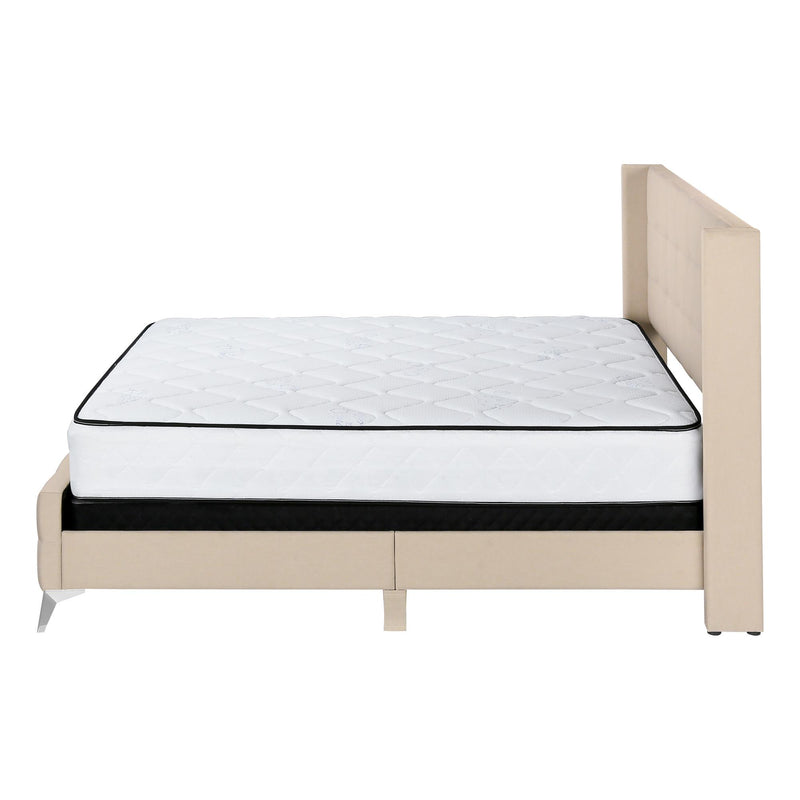  Monarch I 6041Q Queen Bed - Beige Linen with Chrome Metal Legs IMAGE 4