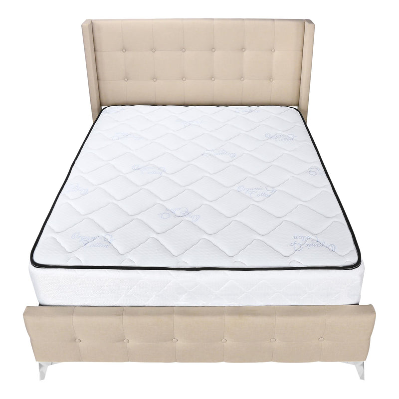 Monarch I 6041Q Queen Bed - Beige Linen with Chrome Metal Legs IMAGE 6