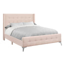  Monarch I 6042Q Queen Bed - Pink Velvet with Chrome Metal Legs IMAGE 3