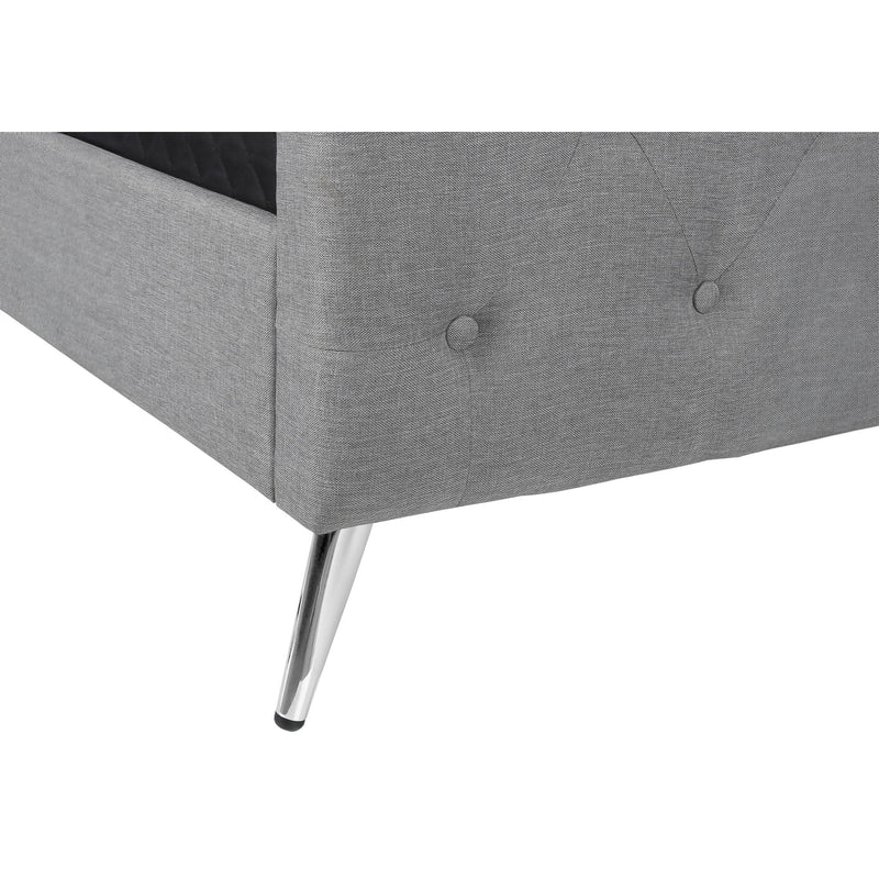  Monarch I 6045Q Queen Bed - Grey Linen with Chrome Metal Legs IMAGE 8