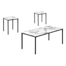  Monarch I 7892P 3Pcs Occasional Table Set - White Marble/Black Metal IMAGE 2