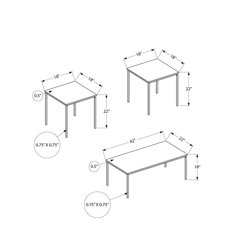  Monarch I 7894P 3Pcs Occasional Table Set - Black/Black Metal IMAGE 11