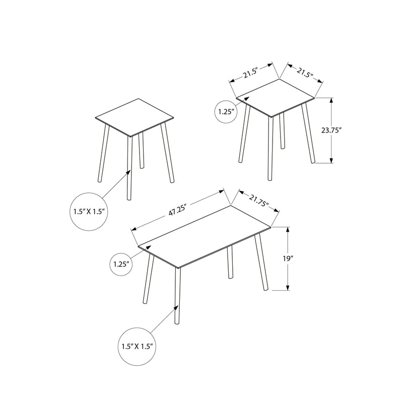  Monarch I 7898P 3Pcs Occasional Table Set - Light Walnut IMAGE 3