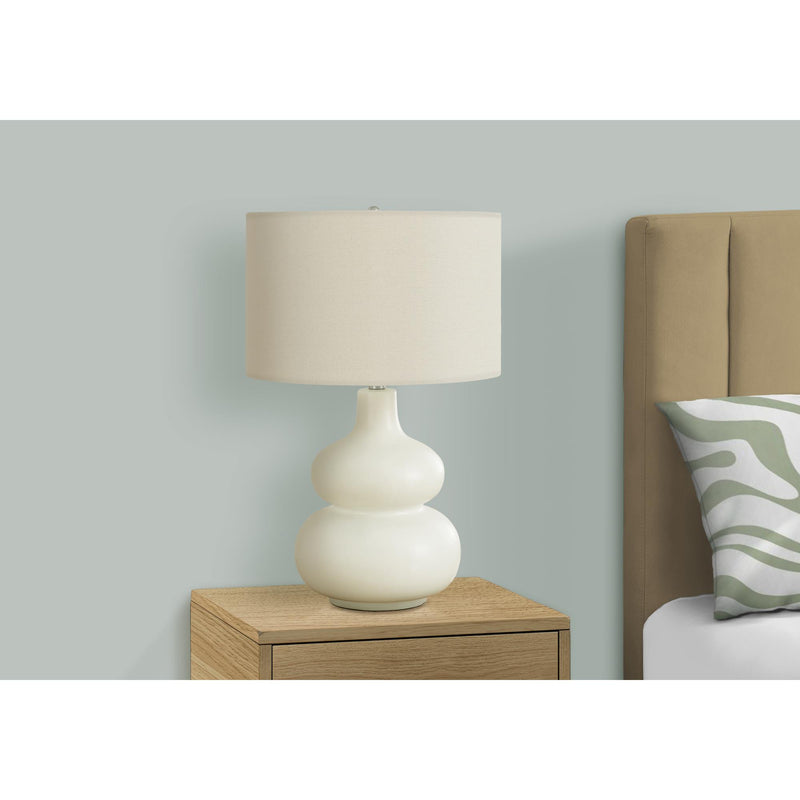 Monarch I 9608 25"H Table Lamp - Cream Ceramic/Ivory Shade IMAGE 2