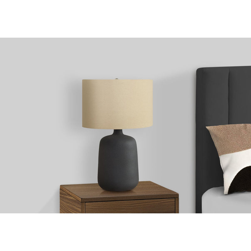  Monarch I 9635 24"H Table Lamp - Black Ceramic/Beige Shade IMAGE 2