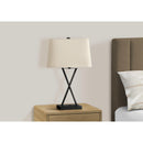  Monarch I 9638 25"H Table Lamp - Black Metal/Beige Shade/Usb IMAGE 2