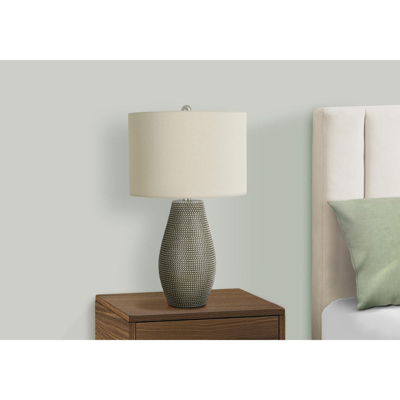  Monarch I 9654 24"H Table Lamp - Grey Resin/Ivory Shade IMAGE 2