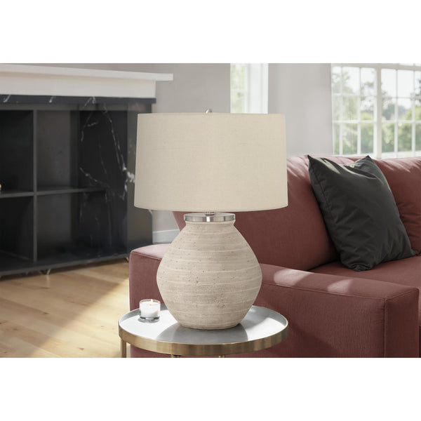  Monarch I 9714 25"H Table Lamp - Cream Concrete/Beige Shade IMAGE 1
