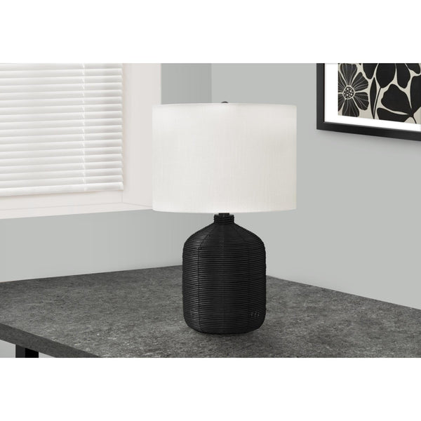  Monarch I 9734 23"H Table Lamp - Black Rattan/Ivory Shade IMAGE 1