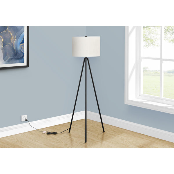  Monarch I 9735 63"H Tripod Floor Lamp - Black Metal/Ivory IMAGE 1