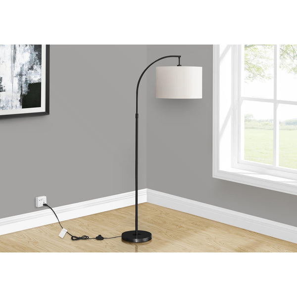  Monarch I 9749 65"H Arc Floor Lamp - Black Metal/Ivory IMAGE 1