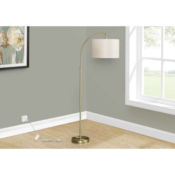  Monarch I 9750 65"H Arc Floor Lamp - Brass Metal/Ivory IMAGE 1