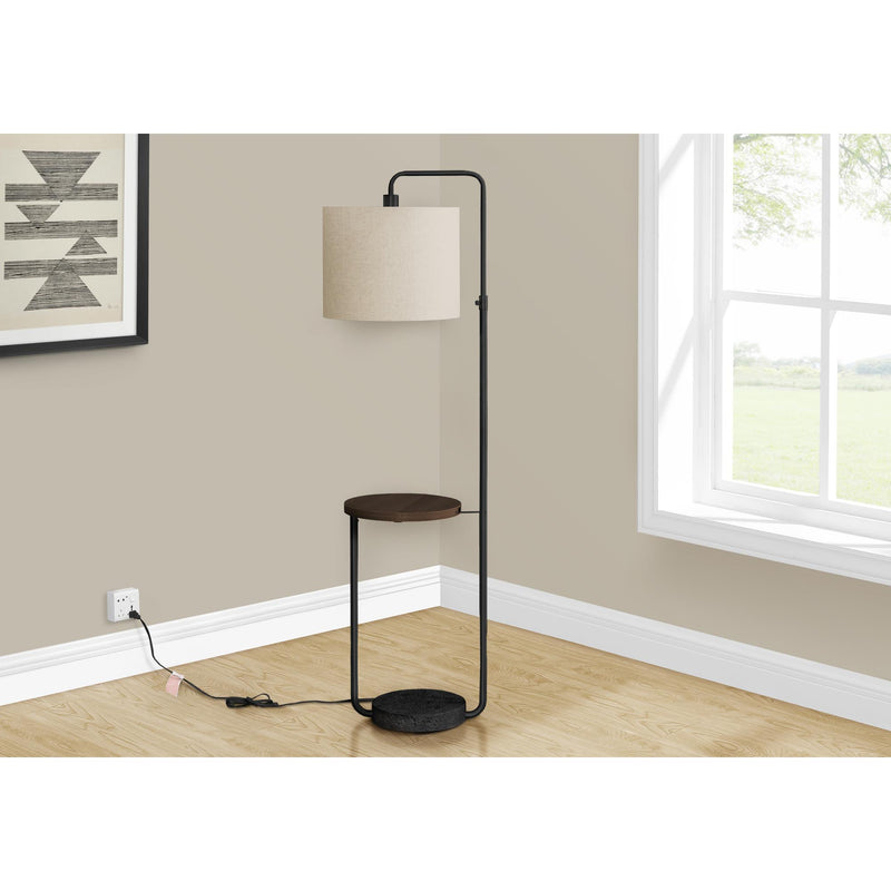  Monarch I 9753 67"H Floor Lamp - Black Metal/Ivory/Usb IMAGE 1