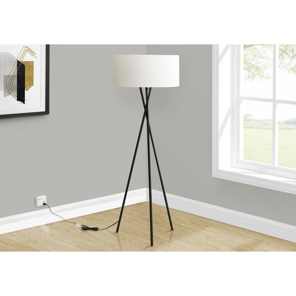  Monarch I 9756 62"H Tripod Floor Lamp - Black Metal/Ivory IMAGE 1